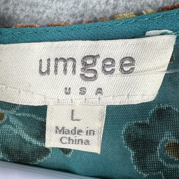 Umgee Womens L Boho Floral Velvet Burn Out Shift Dress Embroidered Bell Sleeve - Picture 14 of 16